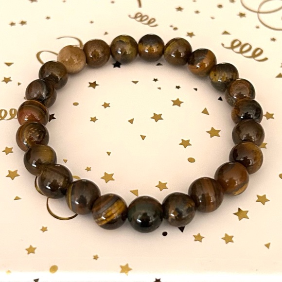 Natural Crystal Tiger Eye 8mm Gemstone Stretch Bracelet 7” - Picture 2 of 4